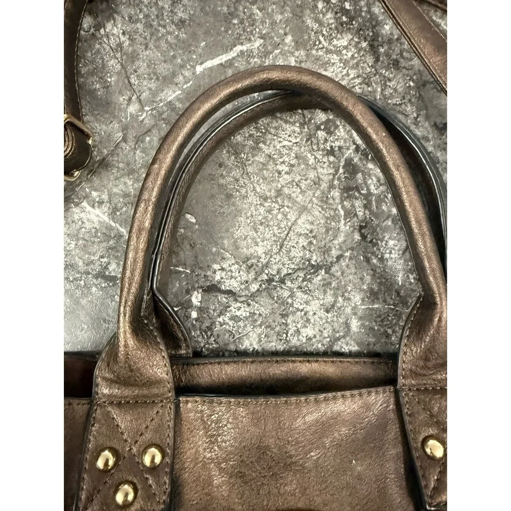 Dasein‎ Women Stylish Handbag Satchel Tote Shoulder Bag Studs Bronzed Brown